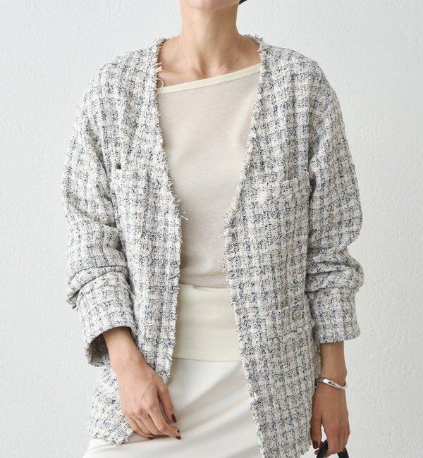  「ミックスツイードジャケット」|ベスト・ジレ|アイボリー