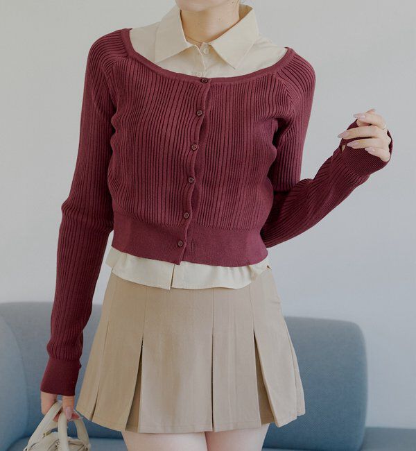  「シャツレイヤード2way カーディガン」|カーディガン|