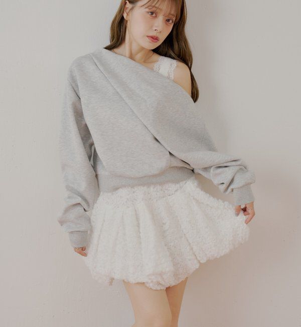  「裾バルーンレースミニスカート」|スカート|