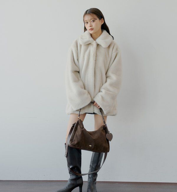  「金釦ミディアム丈ファーコート」|その他|