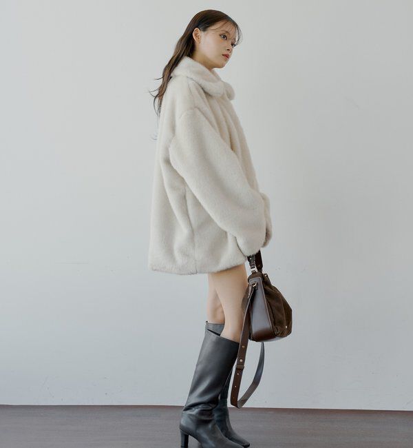  「金釦ミディアム丈ファーコート」|その他|