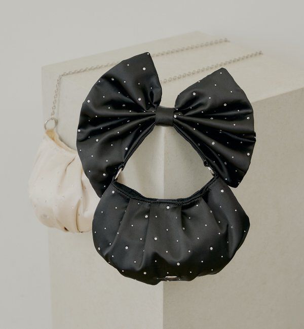  「【SALON by Chico】ビジューデザインリボンショルダーバッグ」|ショルダー・メッセンジャー|ブラック