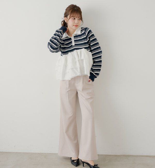  「【SALON by Chico】レースティアードペプラム襟付きニット」|ニット・セーター|