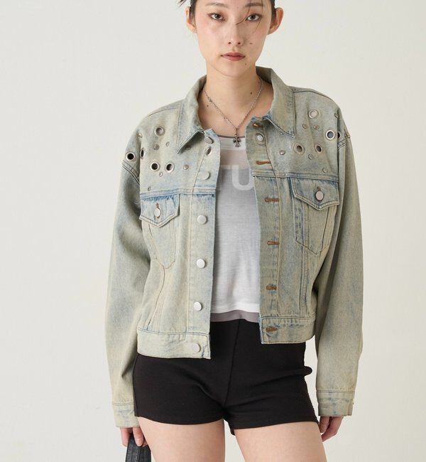  「【UNISEX/WEB限定サイズあり】EYELET DENIM JACKET」|ブルゾン・スタジャン|