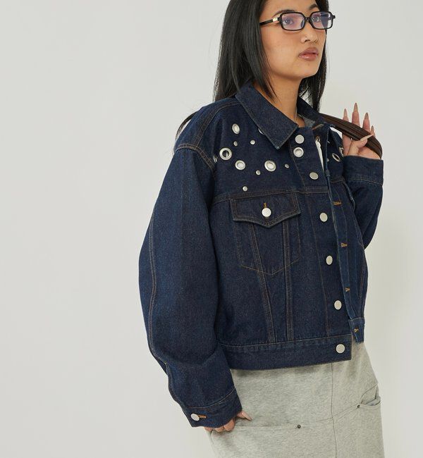  「【UNISEX/WEB限定サイズあり】EYELET DENIM JACKET」|ブルゾン・スタジャン|