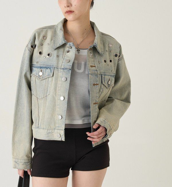  「【UNISEX/WEB限定サイズあり】EYELET DENIM JACKET」|ブルゾン・スタジャン|