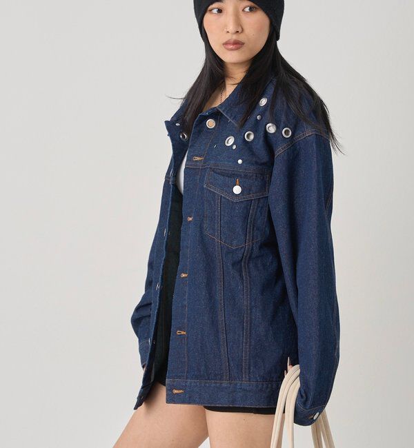  「【UNISEX/WEB限定サイズあり】EYELET DENIM JACKET」|ブルゾン・スタジャン|