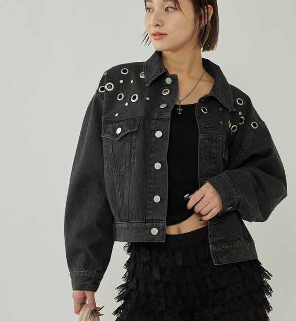  「【UNISEX/WEB限定サイズあり】EYELET DENIM JACKET」|ブルゾン・スタジャン|