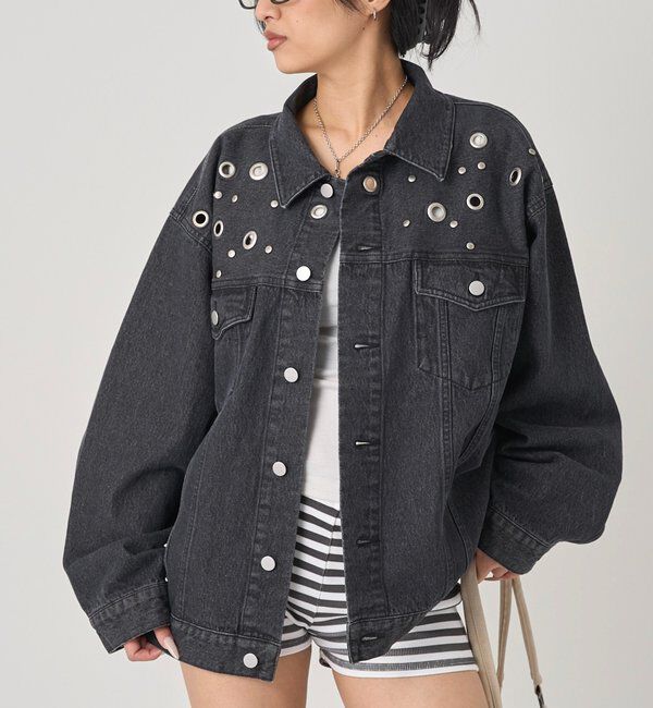 「【UNISEX/WEB限定サイズあり】EYELET DENIM JACKET」|ブルゾン・スタジャン|