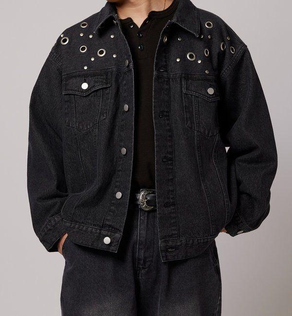 「【UNISEX/WEB限定サイズあり】EYELET DENIM JACKET」|ブルゾン・スタジャン|