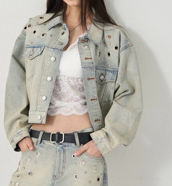  「【UNISEX/WEB限定サイズあり】EYELET DENIM JACKET」|ブルゾン・スタジャン|
