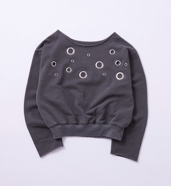  「FRONT EYELET OFF-SHOULDER SWEATSHIRT」|Tシャツ・カットソー|
