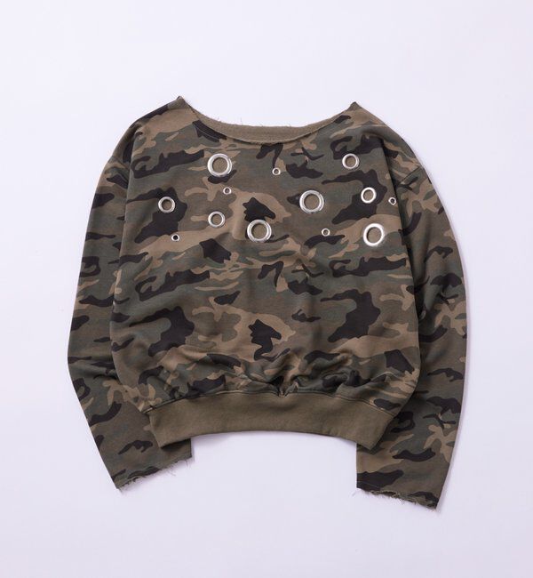  「FRONT EYELET OFF-SHOULDER SWEATSHIRT」|Tシャツ・カットソー|