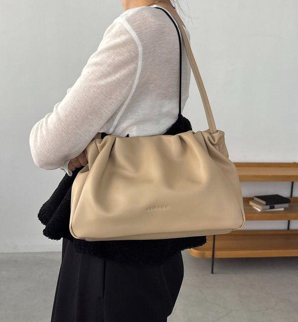  「【新色/ライトベージュ】クラウディギャザーバッグ」|トートバッグ|