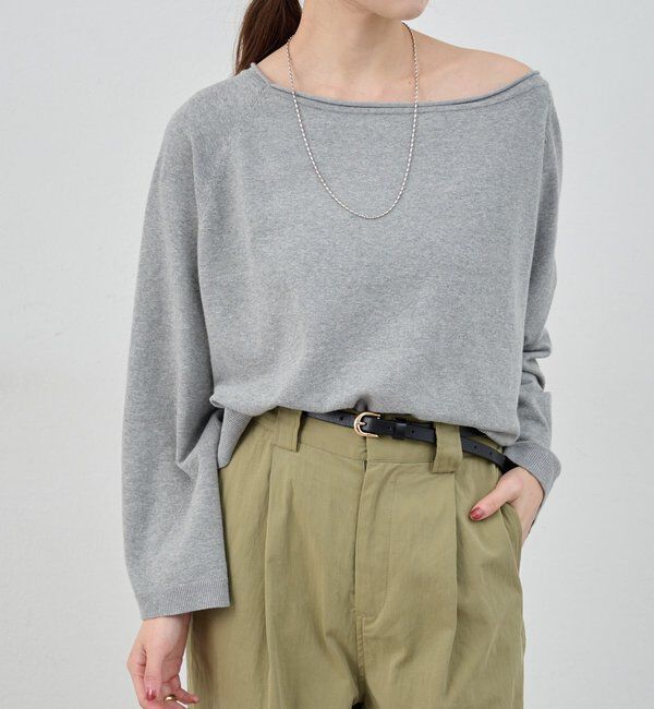  「クロップドルーズニット」|ニット・セーター|グレー