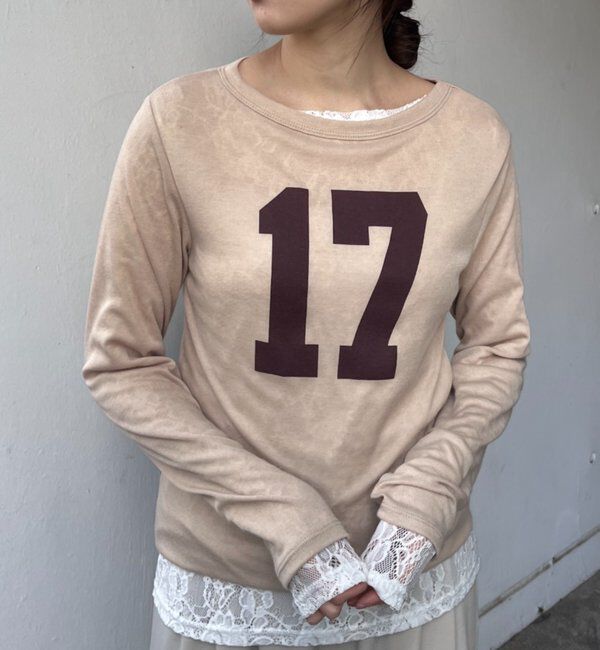  「ナンバリングロンＴ」|Tシャツ・カットソー|ベージュ