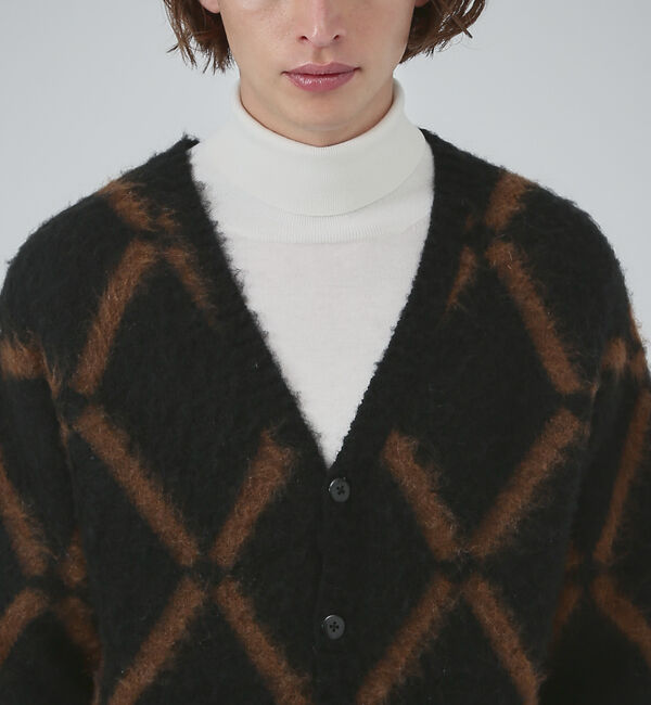 ABAHOUSE「【モヘアブレンド】アーガイル Vネック カーディガン」|カーディガン|