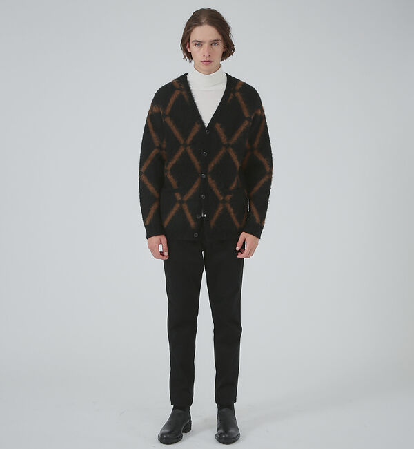 ABAHOUSE「【モヘアブレンド】アーガイル Vネック カーディガン」|カーディガン|