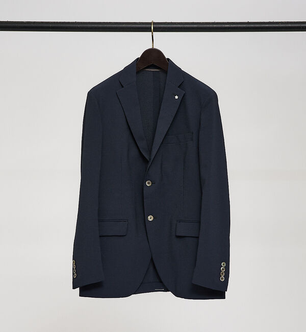 ABAHOUSE「【セットアップ対応/FLEX JACKET】クイックドライ シアサッカー ストラ」|テーラードジャケット|ネイビー