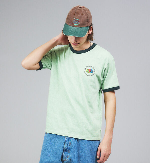 ABAHOUSE「【FRUIT OF THE LOOM】リンガー クルーネック ショートスリーブ」|Tシャツ・カットソー|グリーン