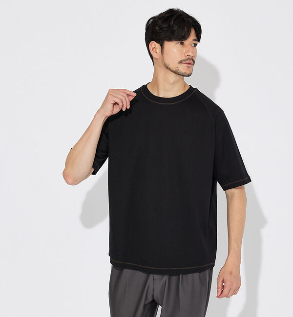 ABAHOUSE「【ロイヤルポンチ】シルクタッチ アトリエTシャツ」|Tシャツ・カットソー|ブラック