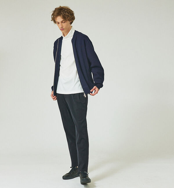 ABAHOUSE「【ニットスウェット】ハイショクステッチ ニットブルゾン/ クルーカーディガン」|ニット・セーター|