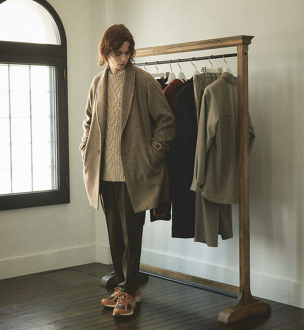 ABAHOUSE「【MANTECO】チェック柄 ウール ショールカラー ハーフコート / チェスタ」|その他|