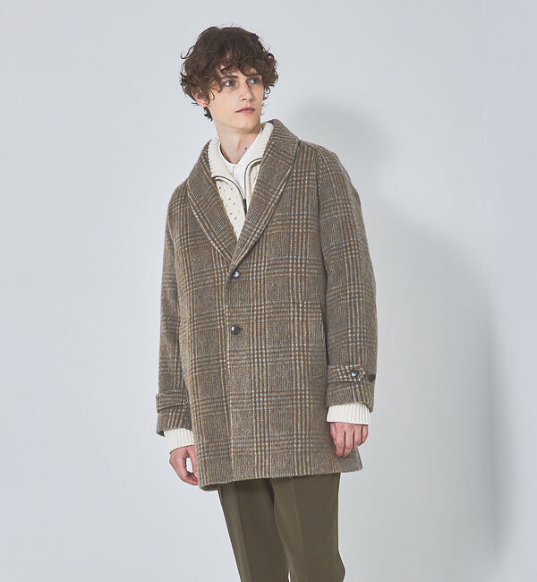 ABAHOUSE「【MANTECO】チェック柄 ウール ショールカラー ハーフコート / チェスタ」|その他|