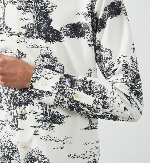 ABAHOUSE「総柄 トワルドジュイ バンドカラーシャツ」|シャツ・ブラウス|