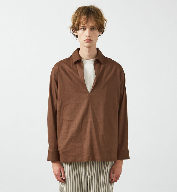 ABAHOUSE「【リネンブレンド】スキッパー プルオーバーシャツ」|シャツ・ブラウス|