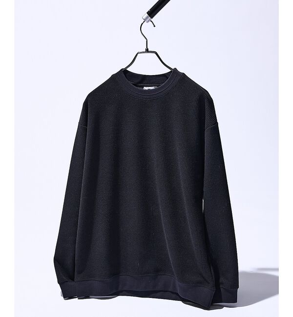 ABAHOUSE「クォーターゲージニット クルーネックスウェット / リラックスフィット【予約】」|スウェット・ジャージ|ブラック