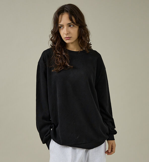 ABAHOUSE「【SEABEES / シービーズ】ニットソー クルーネック ロングスリーブティー」|Tシャツ・カットソー|ブラック