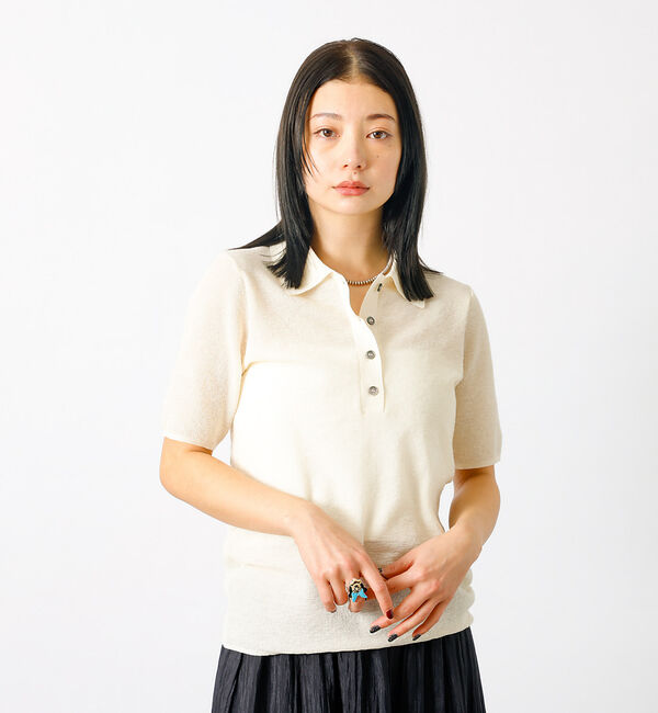 Rouge vif「【MICA&DEAL/マイカアンドディール】sheer knit polo sh」|シャツ・ブラウス|