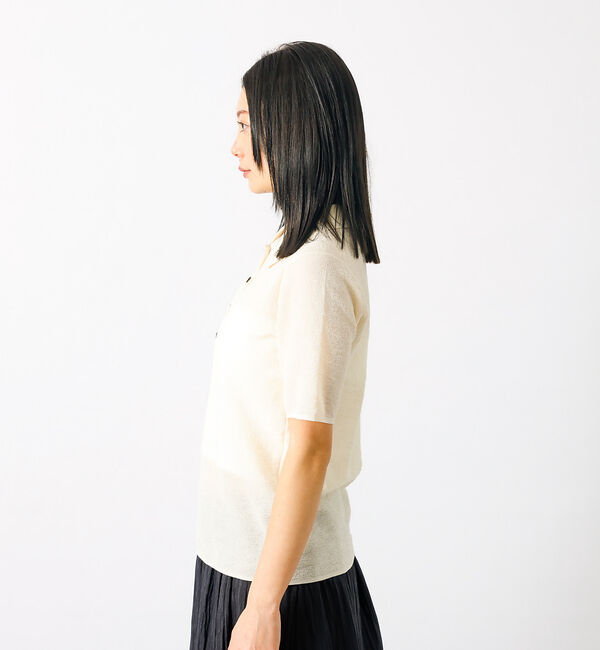 Rouge vif「【MICA&DEAL/マイカアンドディール】sheer knit polo sh」|シャツ・ブラウス|