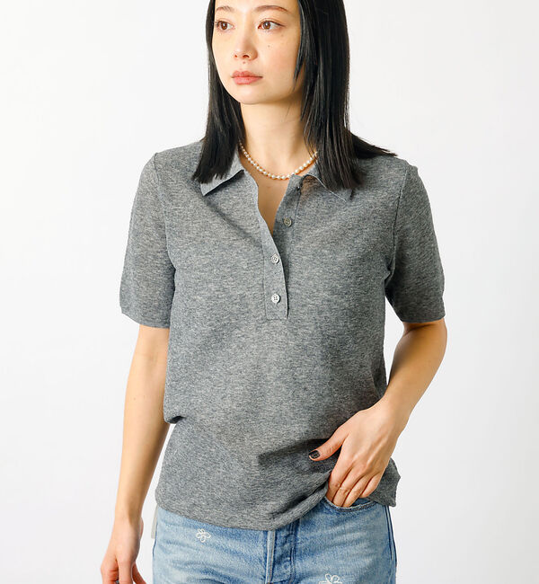 Rouge vif「【MICA&DEAL/マイカアンドディール】sheer knit polo sh」|シャツ・ブラウス|グレー