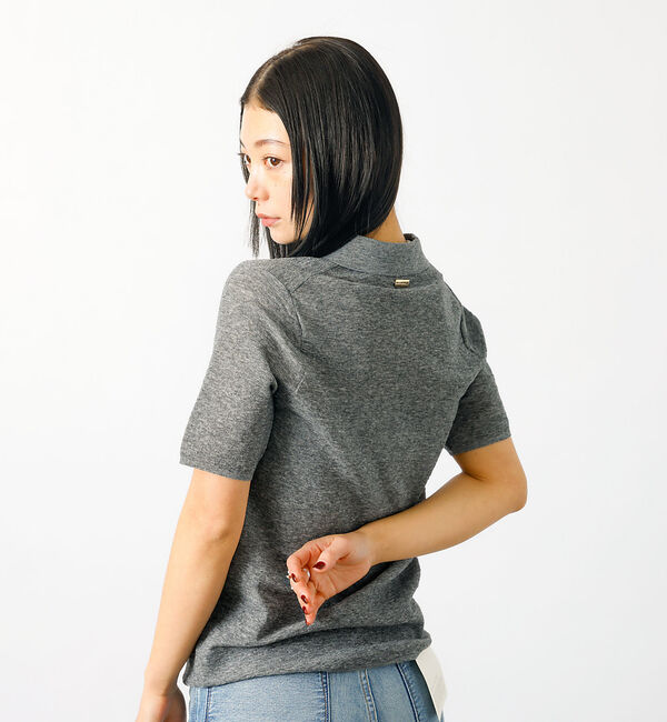 Rouge vif「【MICA&DEAL/マイカアンドディール】sheer knit polo sh」|シャツ・ブラウス|