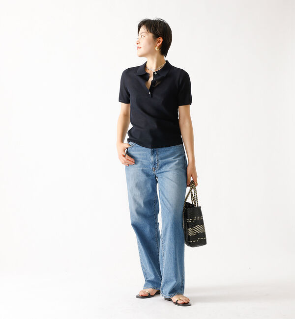 Rouge vif「【MICA&DEAL/マイカアンドディール】sheer knit polo sh」|シャツ・ブラウス|