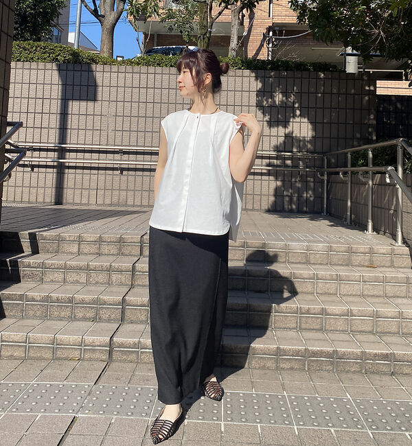 Rouge vif「タック入りノースリーブカットソーブラウス」|シャツ・ブラウス|