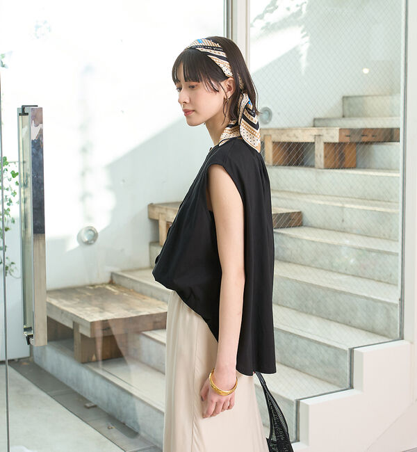 Rouge vif「タック入りノースリーブカットソーブラウス」|シャツ・ブラウス|