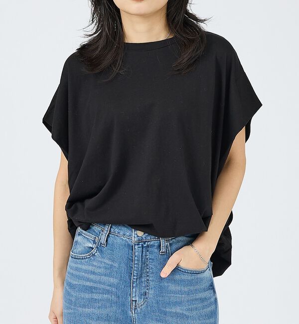 Rouge vif「【JOHNBULL/ジョンブル】フレンチスリーブT/JL262C05/シンプル【」|Tシャツ・カットソー|ブラック