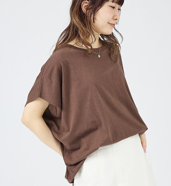 Rouge vif「【JOHNBULL/ジョンブル】フレンチスリーブT/JL262C05/シンプル【」|Tシャツ・カットソー|ブラウン