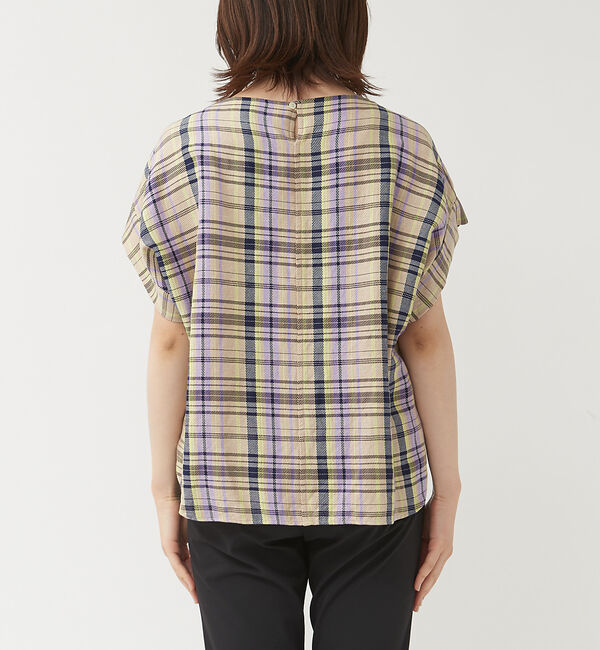 qualite「《セットアップ対応》レーヨンリネンチェックブラウス」|シャツ・ブラウス|