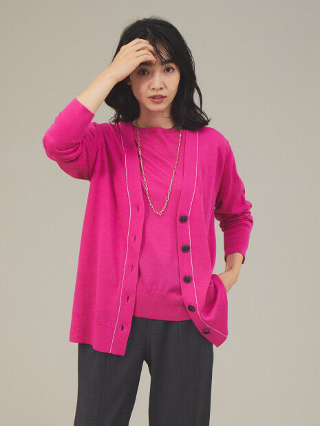 qualite「《アンサンブル対応》ウールハイゲージニットカーデ」|カーディガン|ピンク