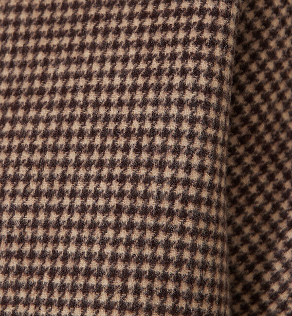 qualite「千鳥チェックショートコート」|ノーカラーコート|