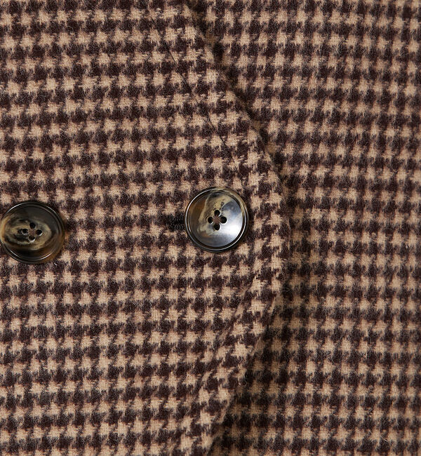 qualite「千鳥チェックショートコート」|ノーカラーコート|