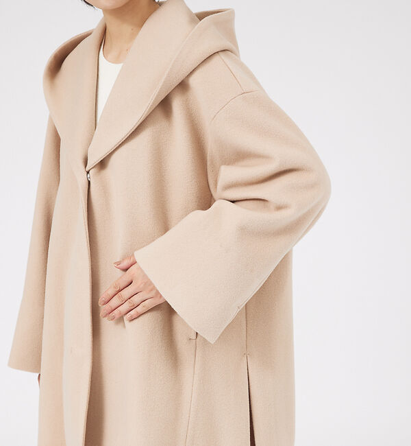 qualite「フーディーコート」|ノーカラーコート|