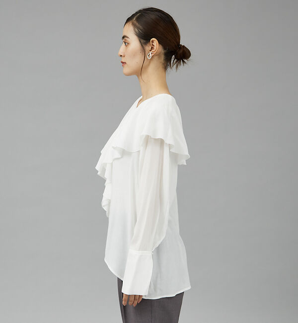 qualite「ラッフルカラーブラウス」|シャツ・ブラウス|
