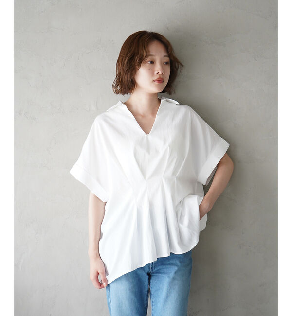 qualite「ウエストタックスキッパー半袖シャツ」|シャツ・ブラウス|