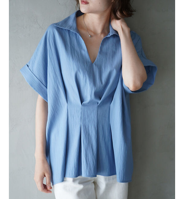 qualite「ウエストタックスキッパー半袖シャツ」|シャツ・ブラウス|