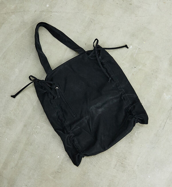 LOWELL things「SOEUR/シャーリングトート/A4/推し活/うちわもすっぽり」|トートバッグ|ブラック